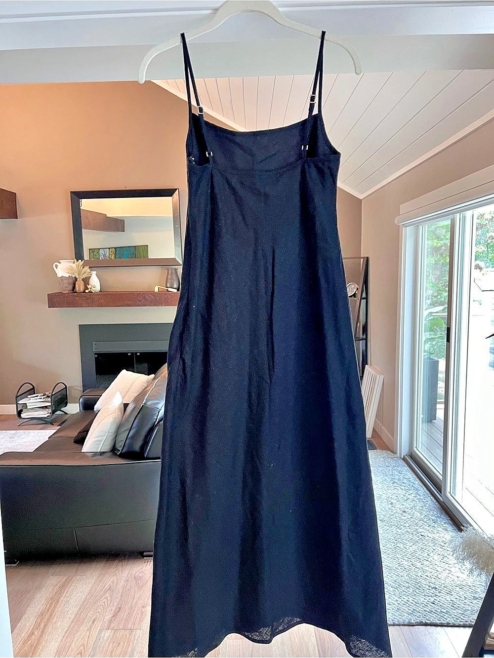 Abercrombie & Fitch The A&F Julia Slip Linen-Blend Midi Dress Julia Slip Black X